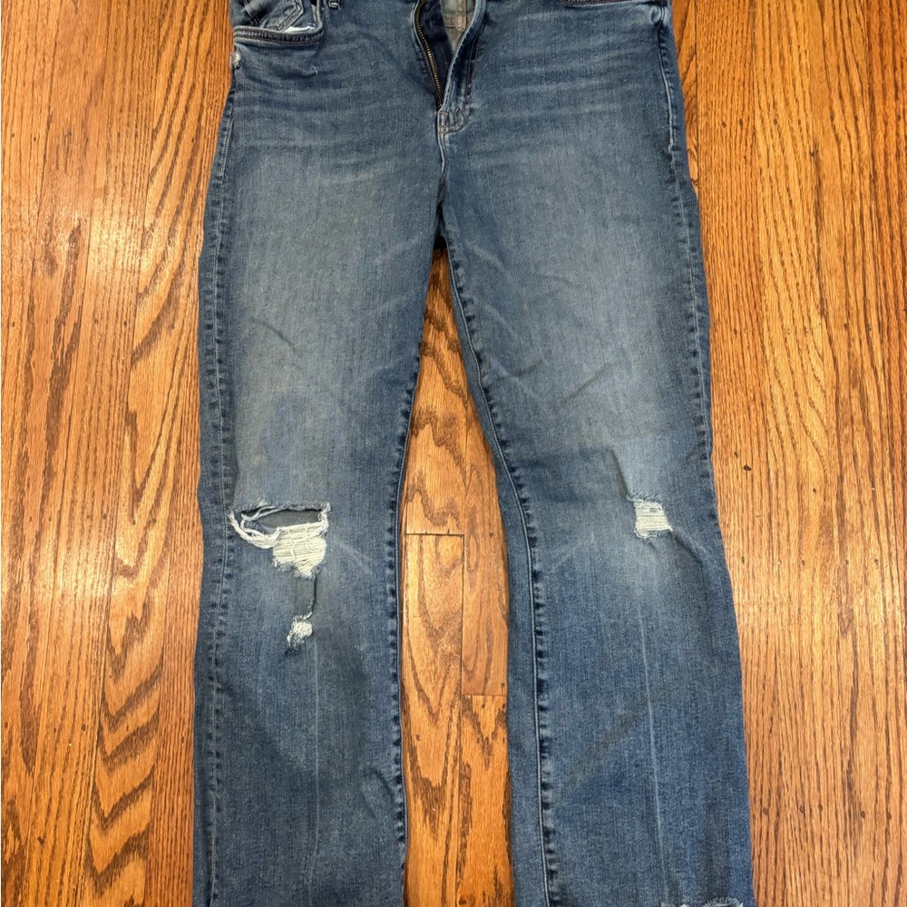 MOTHER Blue Distressed Jeans